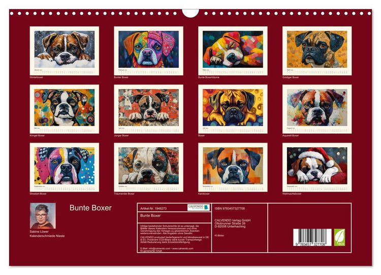 Produktbild: Bunte Boxer (Wandkalender 2026 DIN A3 quer), CALVENDO Monatskalender