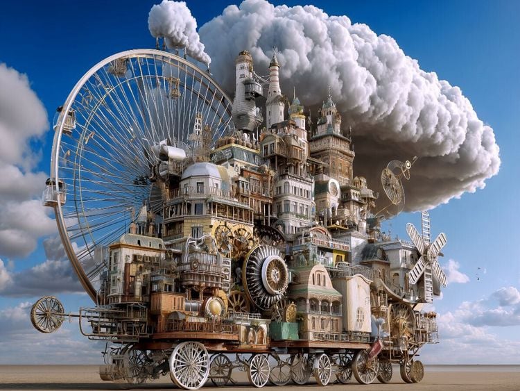 Produktbild: CALVENDO Puzzle Himmelsfabrik auf R&auml;dern | 1000 Teile Lege-Gr&ouml;&szlig;e 64x48cm Foto-Puzzle f&uuml;r gl&uuml;ckliche Stunden