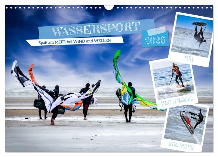 Produktbild: Wassersport - Spa&szlig; am Meer bei Wind und Wellen (Wandkalender 2026 DIN A3 quer), CALVENDO Monatskalender