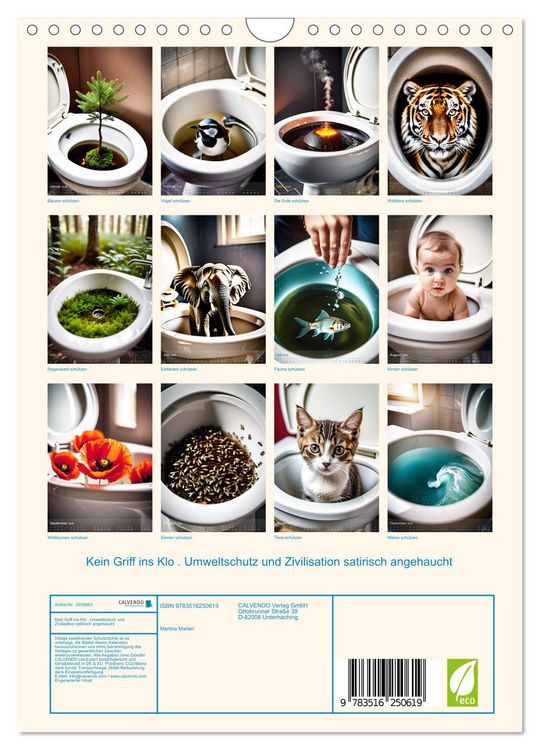 Produktbild: Kein Griff ins Klo . Umweltschutz und Zivilisation satirisch angehaucht (Wandkalender 2026 DIN A4 hoch), CALVENDO Monatskalender