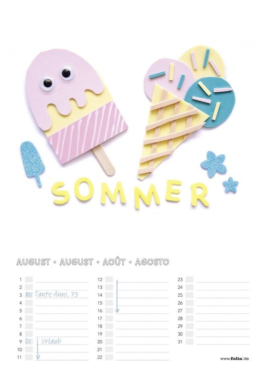 Produktbild: Folia  Dauerkalender mit Spiralbindung 220g/m&sup2;, 17x24cm, Papier wei&szlig;, Druck schwarz