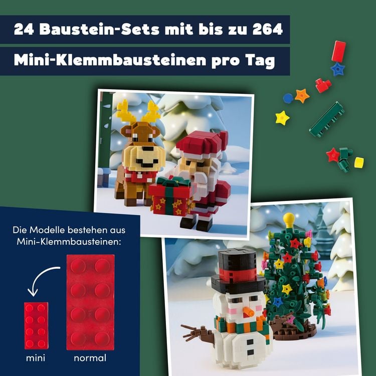Produktbild: TOPP Bricks Adventskalender &ndash; 24 weihnachtliche Sets aus Mini-Klemmbausteinen
