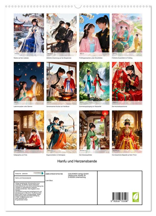 Produktbild: Hanfu und Herzensbande (hochwertiger Premium Wandkalender 2027 DIN A2 hoch), Kunstdruck in Hochglanz