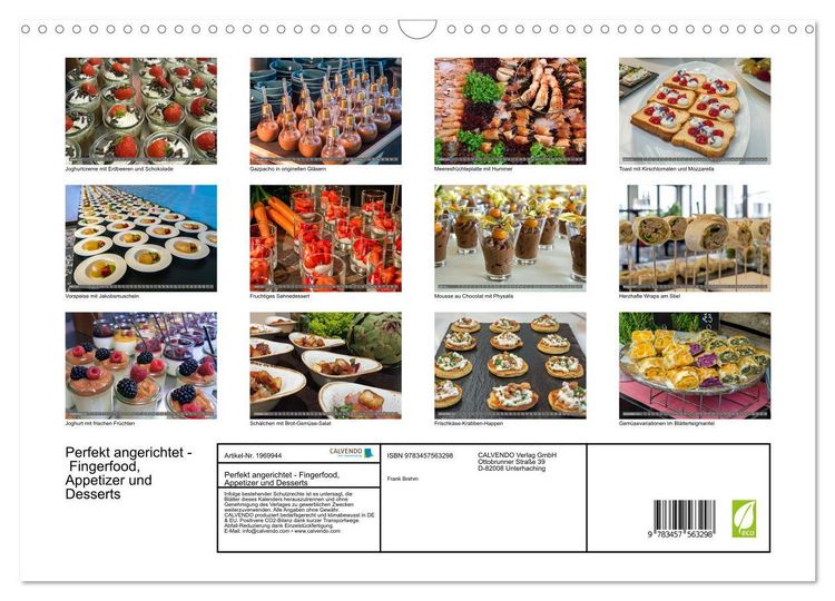 Produktbild: Perfekt angerichtet - Fingerfood, Appetizer und Desserts (Wandkalender 2026 DIN A3 quer), CALVENDO Monatskalender