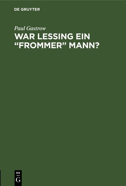 Produktbild: War Lessing ein "frommer" Mann?
