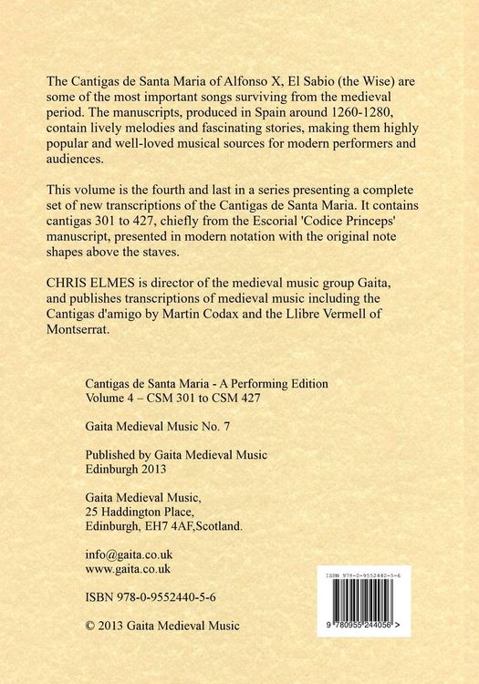 Produktbild: Cantigas De Santa Maria Of Alfonso X, El Sabio, A Performing Edition