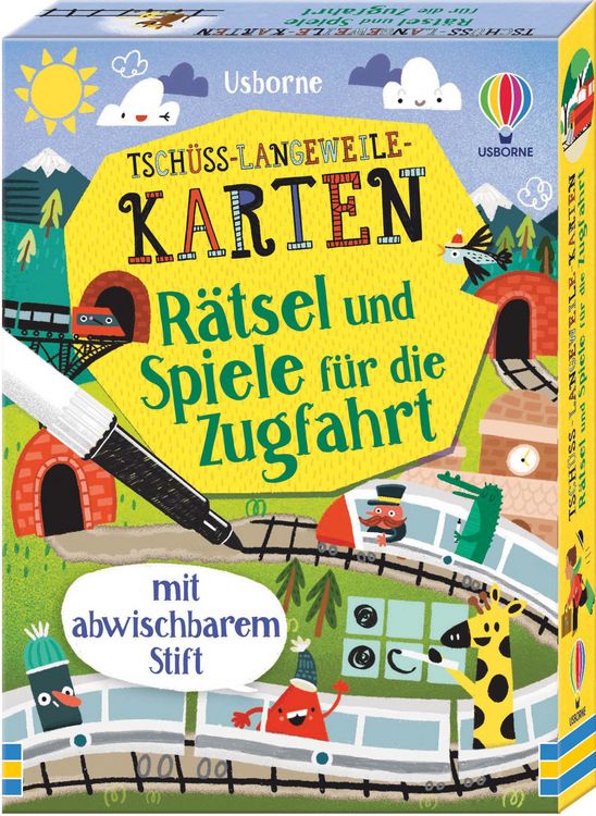 Produktbild: Tsch&uuml;ss-Langeweile-Karten: R&auml;tsel und Spiele f&uuml;r die Zugfahrt