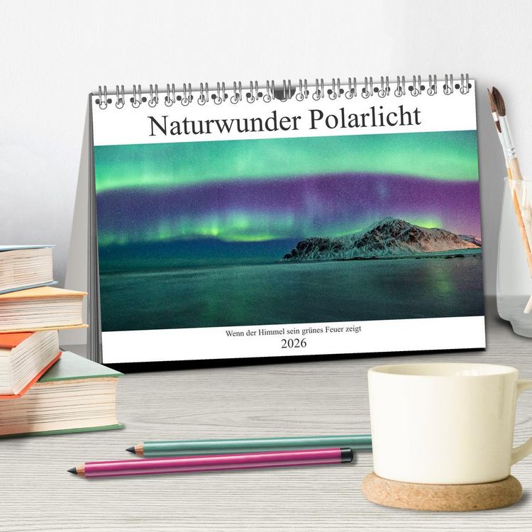 Produktbild: Naturwunder Polarlicht (Tischkalender 2026 DIN A5 quer), CALVENDO Monatskalender