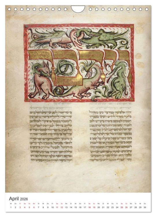 Produktbild: Hebr&auml;ische Illuminationen und Manuskripte (Wandkalender 2026 DIN A4 hoch), CALVENDO Monatskalender