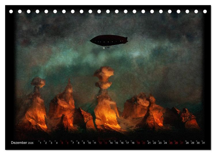 Produktbild: Luftschiffe &uuml;ber fremden Landschaften (Tischkalender 2026 DIN A5 quer), CALVENDO Monatskalender