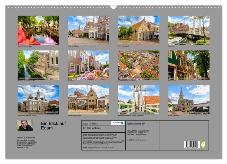 Produktbild: Ein Blick auf Edam (Wandkalender 2026 DIN A2 quer), CALVENDO Monatskalender