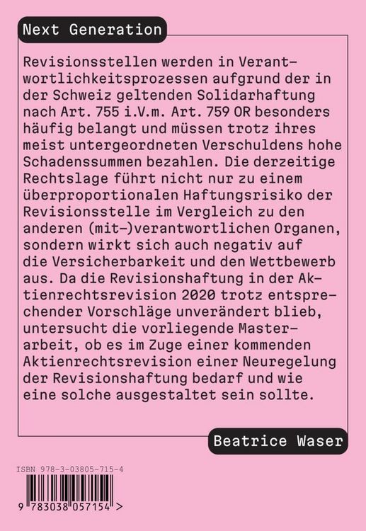 Produktbild: Unterlassene Neuregelung der Revisionshaftung &ndash; Verpasste Chance?