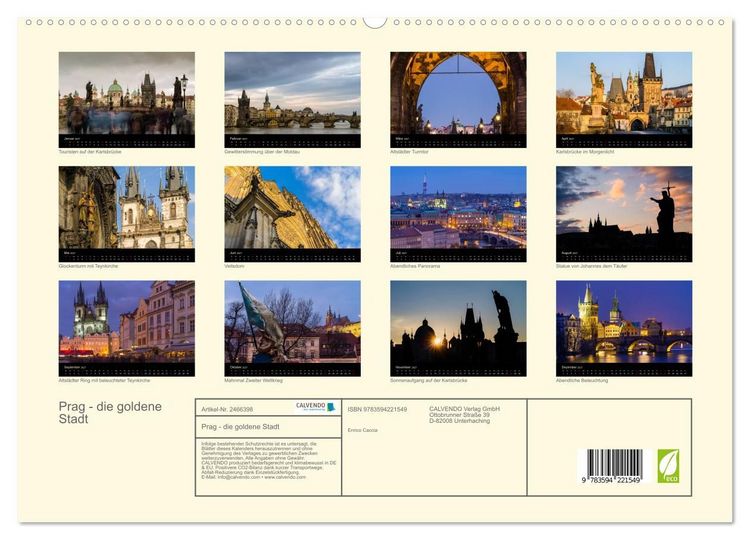 Produktbild: Prag - die goldene Stadt (hochwertiger Premium Wandkalender 2027 DIN A2 quer), Kunstdruck in Hochglanz
