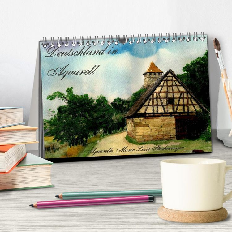Produktbild: Deutschland in Aquarell (Tischkalender 2026 DIN A5 quer), CALVENDO Monatskalender