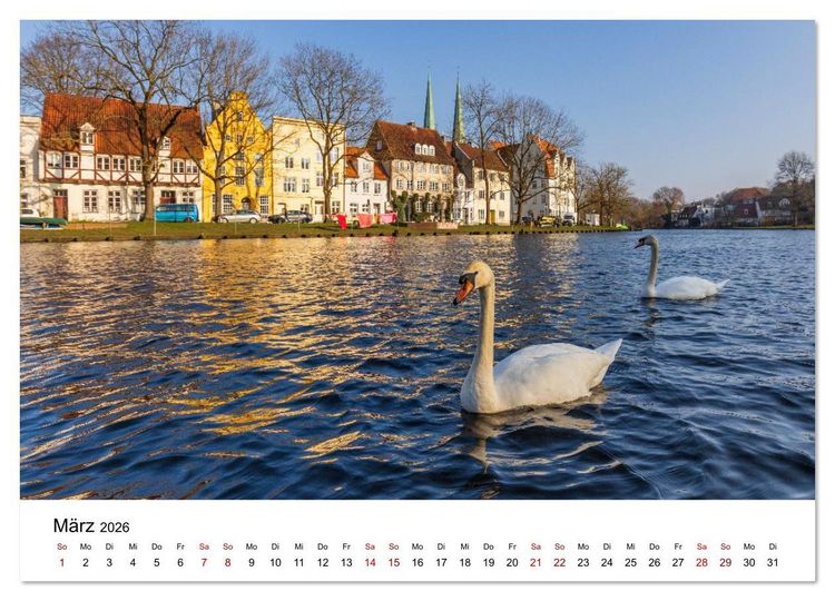 Produktbild: L&uuml;beck &ndash; Im Licht der Zeit (Wandkalender 2026 DIN A2 quer), CALVENDO Monatskalender