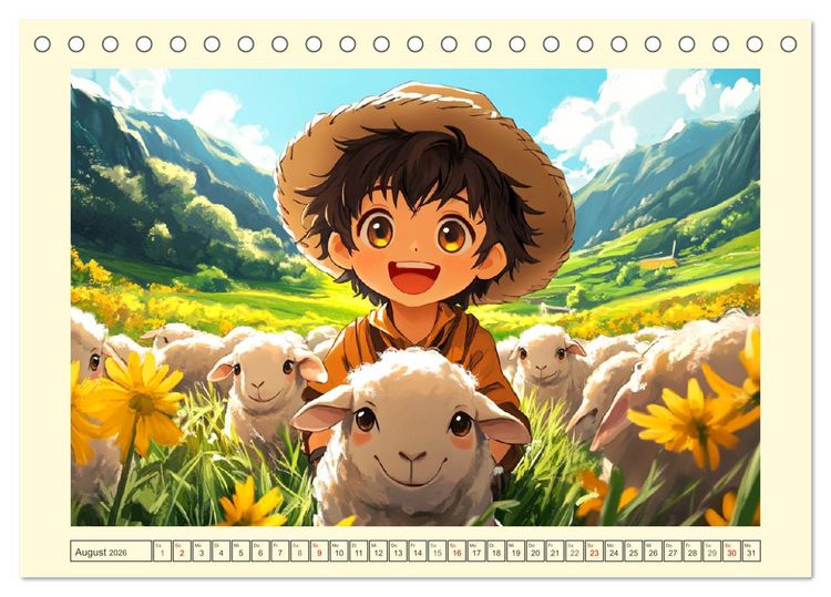 Produktbild: Kleine Farmer. Niedliche Jungs mit ihren tierischen Freunden (Tischkalender 2026 DIN A5 quer), CALVENDO Monatskalender