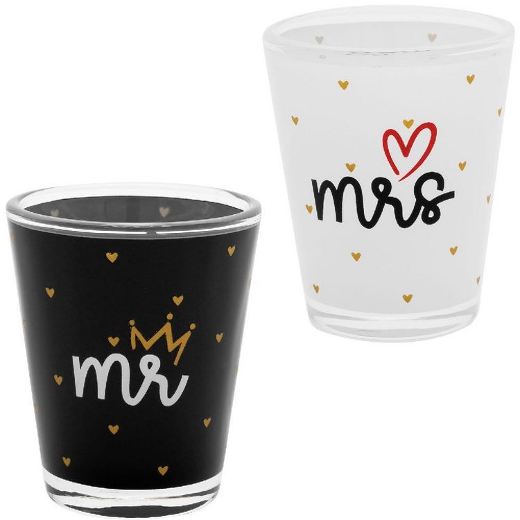 Produktbild: Schnapsglas-Set Motiv "Hochzeit Mr. & Mrs."