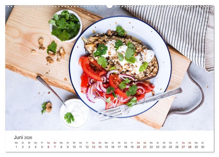 Produktbild: Veganer Essen - Pflanzenbasierte K&ouml;stlichkeiten (Wandkalender 2026 DIN A2 quer), CALVENDO Monatskalender