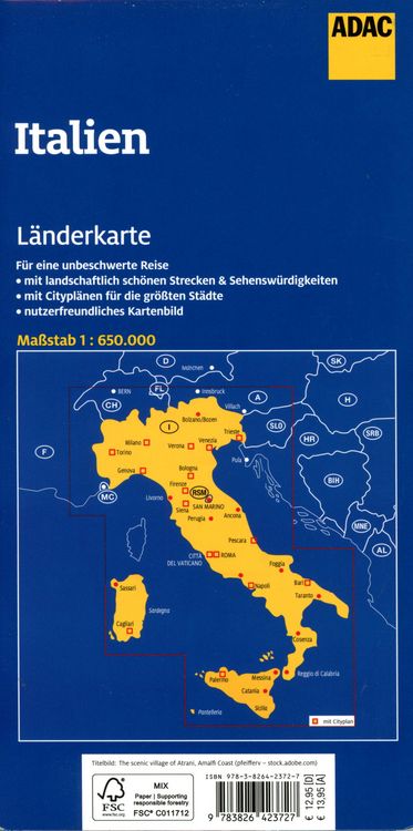 Produktbild: ADAC L&auml;nderkarte Italien 1:650.000