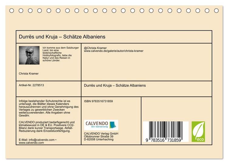 Produktbild: Durr&euml;s und Kruja &ndash; Sch&auml;tze Albaniens (Tischkalender 2026 DIN A5 quer), CALVENDO Monatskalender