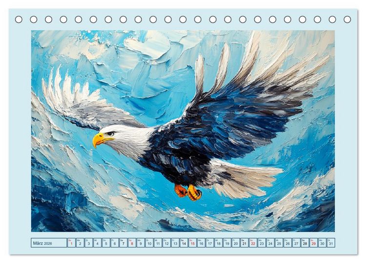 Produktbild: Greifv&ouml;gel. Majest&auml;tische Luftakrobaten in &Ouml;loptik (Tischkalender 2026 DIN A5 quer), CALVENDO Monatskalender
