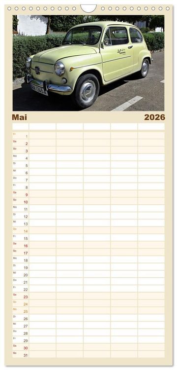 Produktbild: Familienplaner 2026 - Autos, die wir liebten mit 5 Spalten (Wandkalender, 21 x 45 cm) CALVENDO