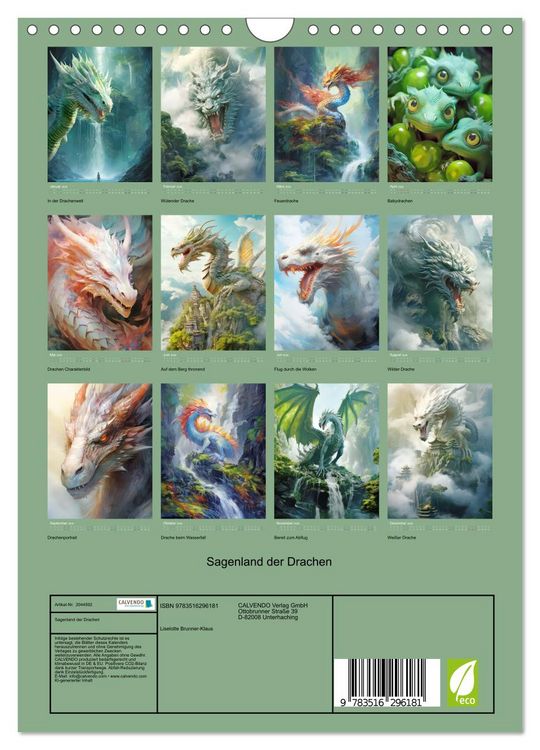 Produktbild: Sagenland der Drachen (Wandkalender 2026 DIN A4 hoch), CALVENDO Monatskalender