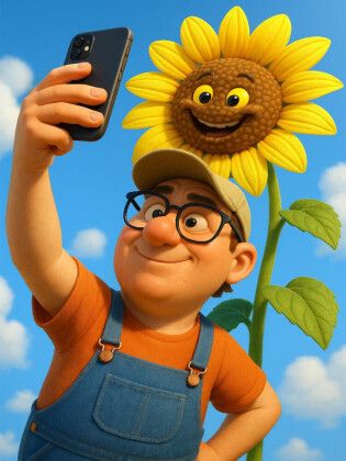 Produktbild: CALVENDO Puzzle Stolzer G&auml;rtner mit Sonnenblumen Selfie | 1000 Teile Lege-Gr&ouml;&szlig;e 64x48cm Foto-Puzzle f&uuml;r gl&uuml;ckliche Stunden