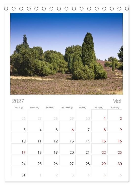 Produktbild: Tischplaner 2027 - L&uuml;neburger Heide - Im Wandel der Jahreszeiten (A5 Tischkalender zum Aufstellen) CALVENDO