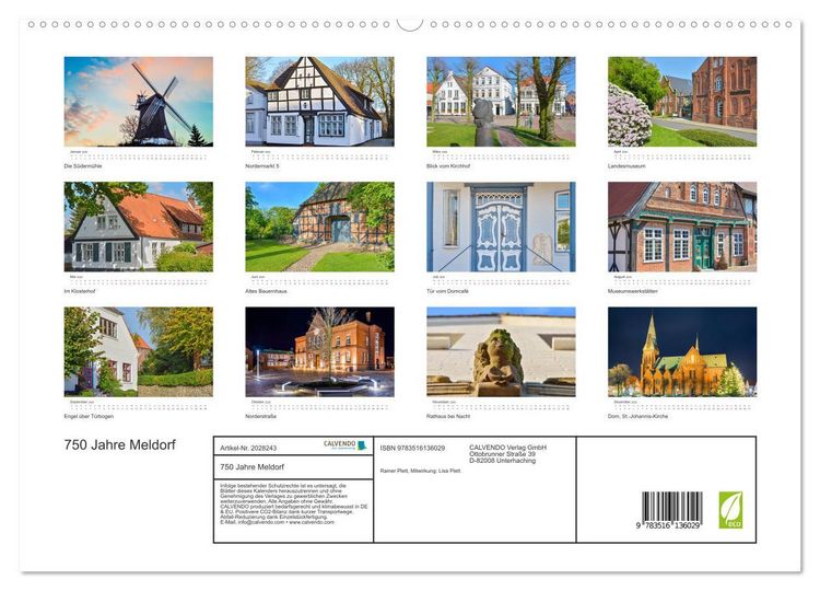 Produktbild: 750 Jahre Meldorf (hochwertiger Premium Wandkalender 2026 DIN A2 quer), Kunstdruck in Hochglanz
