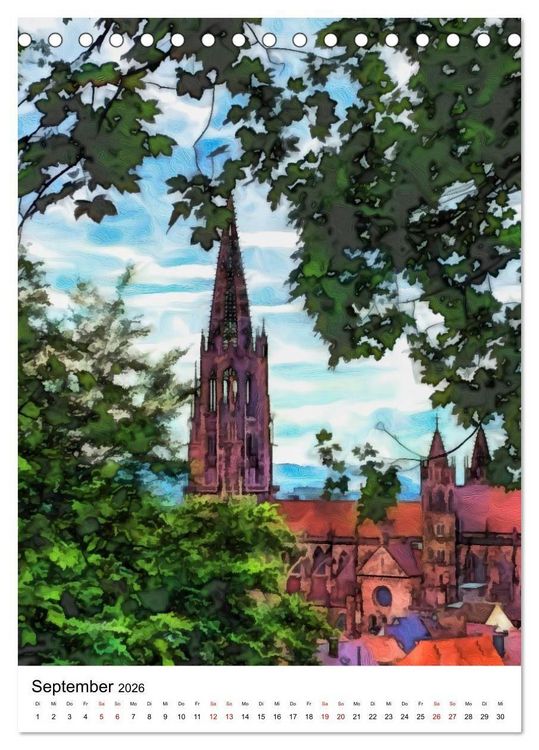 Produktbild: Mein buntes Freiburg (Tischkalender 2026 DIN A5 hoch), CALVENDO Monatskalender