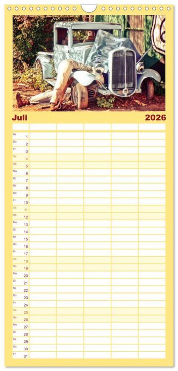 Produktbild: Familienplaner 2026 - Nostalgie auf 2451 Meilen - Route 66 mit 5 Spalten (Wandkalender, 21 x 45 cm) CALVENDO