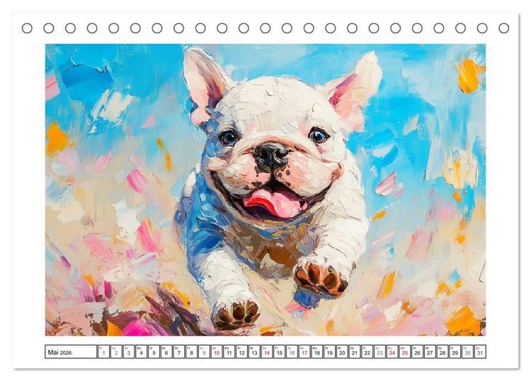 Produktbild: Bulldoggen Paintings. K&uuml;nstlerische Hundeportr&auml;ts im leuchtenden &Ouml;lgem&auml;lde-Stil (Tischkalender 2026 DIN A5 quer), CALVENDO Monatskalender
