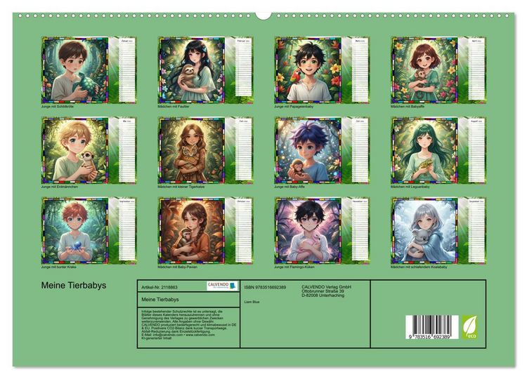 Produktbild: Meine Tierbabys (hochwertiger Premium Wandkalender 2026 DIN A2 quer), Kunstdruck in Hochglanz