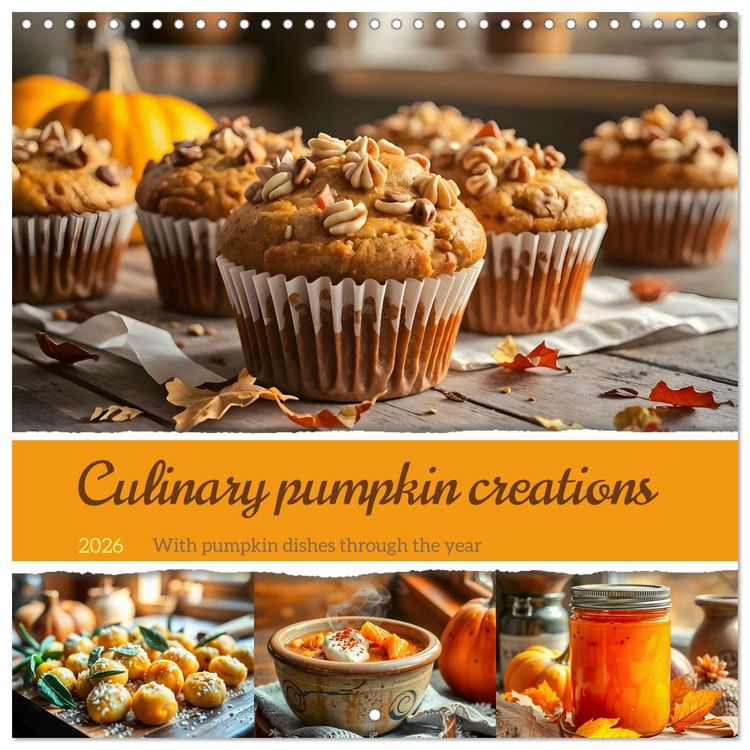 Produktbild: Culinary pumpkin creations - With pumpkin dishes through the year (Wall Calendar 2026 12 &times; 12 Inch) CALVENDO 12 Month Wall Calendar