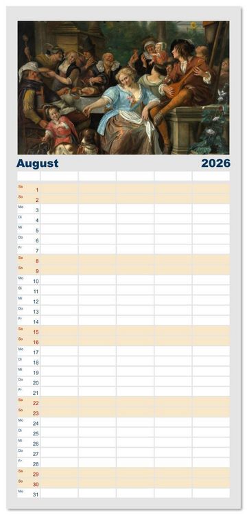Produktbild: Familienplaner 2026 - Party Time - Das Fest in der Kunst mit 5 Spalten (Wandkalender, 21 x 45 cm) CALVENDO