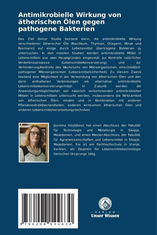 Produktbild: Antimikrobielle Wirkung von &auml;therischen &Ouml;len gegen pathogene Bakterien