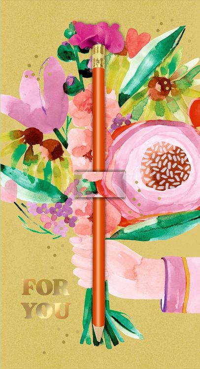 Produktbild: Karte mit Bleistift - Blumengr&uuml;&szlig;e - Sch&ouml;ner Schenken