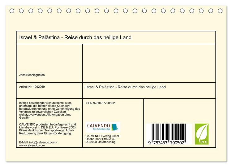 Produktbild: Israel & Pal&auml;stina - Reise durch das heilige Land (Tischkalender 2026 DIN A5 quer), CALVENDO Monatskalender