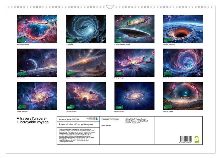 Produktbild: &Agrave; travers l'univers-L'incroyable voyage (Calendrier mural 2026 DIN A2 vertical), CALVENDO calendrier mensuel