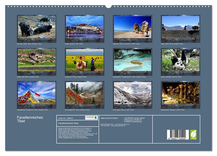 Produktbild: Facettenreiches Tibet (hochwertiger Premium Wandkalender 2026 DIN A2 quer), Kunstdruck in Hochglanz
