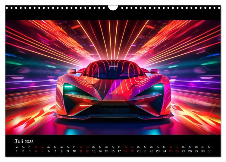 Produktbild: Futuristische Neon Cars (Wandkalender 2026 DIN A3 quer), CALVENDO Monatskalender