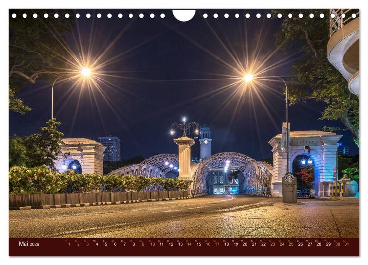 Produktbild: Nachtansichten Singapur City (Wandkalender 2026 DIN A4 quer), CALVENDO Monatskalender