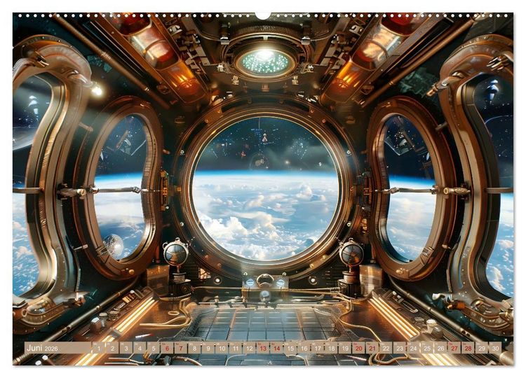 Produktbild: Steampunk im Weltall (hochwertiger Premium Wandkalender 2026 DIN A2 quer), Kunstdruck in Hochglanz