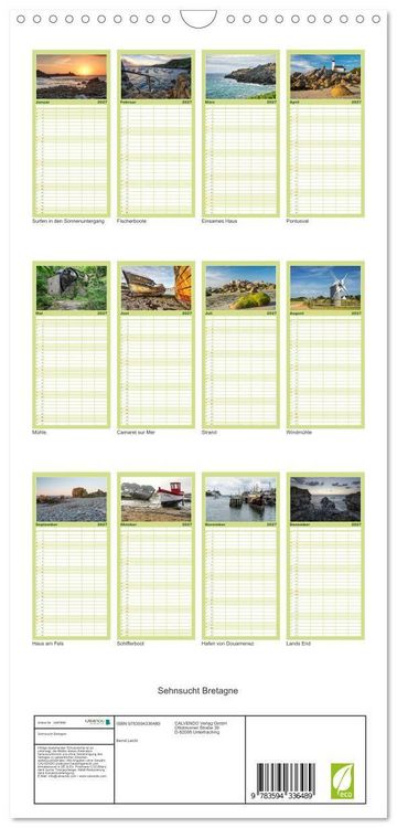Produktbild: Familienplaner 2027 - Sehnsucht Bretagne mit 5 Spalten (Wandkalender, 21 x 45 cm) CALVENDO