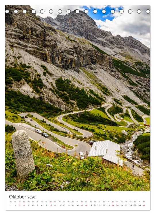 Produktbild: GEBIRGSP&Auml;SSE &Ouml;sterreich - Schweiz - Italien (Tischkalender 2026 DIN A5 hoch), CALVENDO Monatskalender