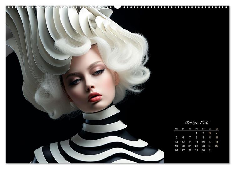 Produktbild: Haute Couture - Wei&szlig; trifft Schwarz (hochwertiger Premium Wandkalender 2026 DIN A2 quer), Kunstdruck in Hochglanz