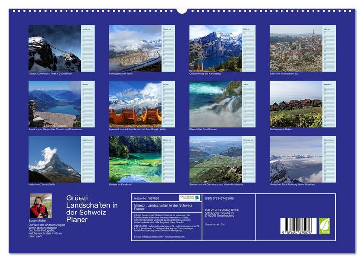Produktbild: Gr&uuml;ezi . Landschaften in der Schweiz Planer (hochwertiger Premium Wandkalender 2026 DIN A2 quer), Kunstdruck in Hochglanz