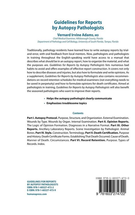 Produktbild: Guidelines for Reports by Autopsy Pathologists