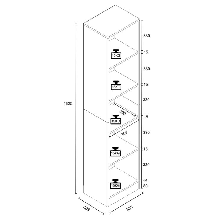 Produktbild: B&uuml;cherregal Dilos 183 x 38 cm f&uuml;r Aktenordner